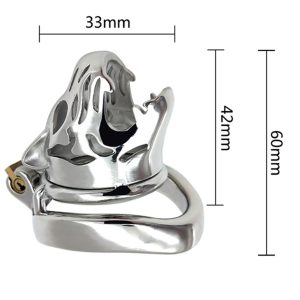 Stainless Steel Leopard Tiger Head Shape Lock Cock Cage Male Chastity Device Ring Penis Adult Game Metal Sex Toy - 2