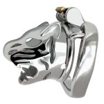Stainless Steel Leopard Tiger Head Shape Lock Cock Cage Male Chastity Device Ring Penis Adult Game Metal Sex Toy