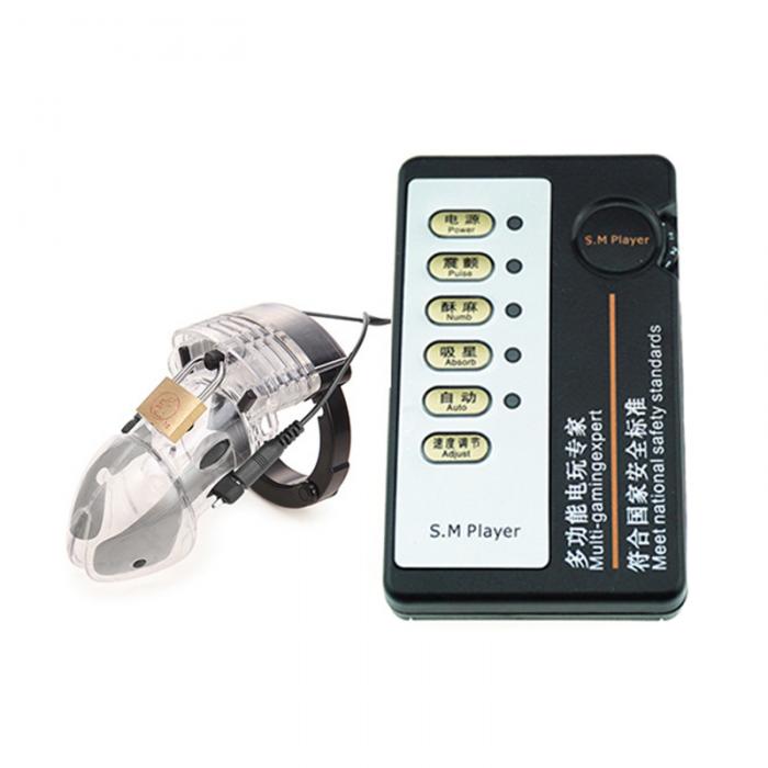 Male Electrostimulation Chastity Cage With Secure Lock Penis Sleeve And Control Host - 13
