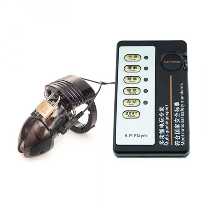 Male Electrostimulation Chastity Cage With Secure Lock Penis Sleeve And Control Host - 12
