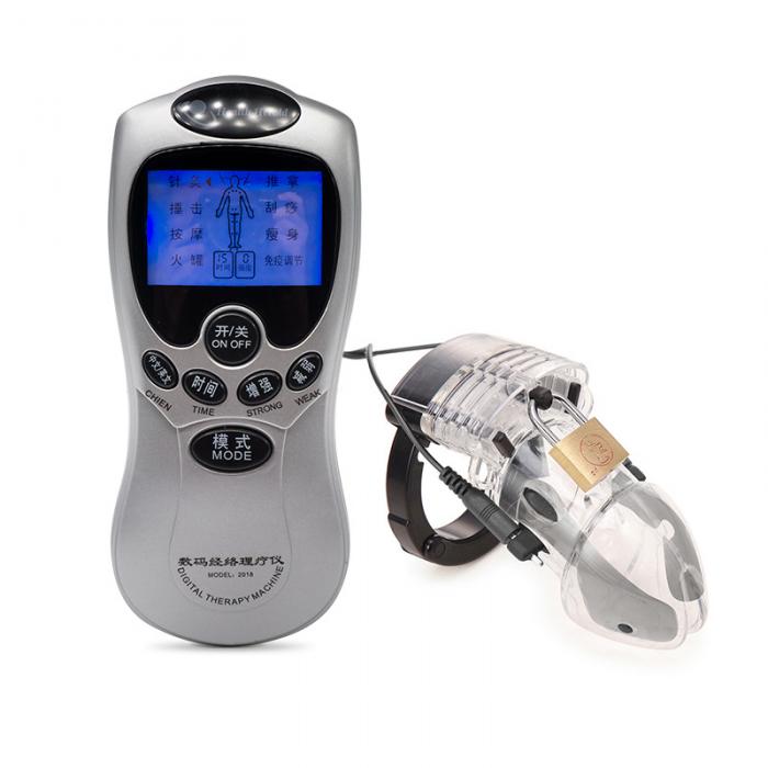Male Electrostimulation Chastity Cage With Secure Lock Penis Sleeve And Control Host - 9