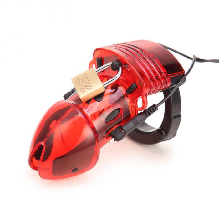 Male Electrostimulation Chastity Cage With Secure Lock Penis Sleeve And Control Host - 4