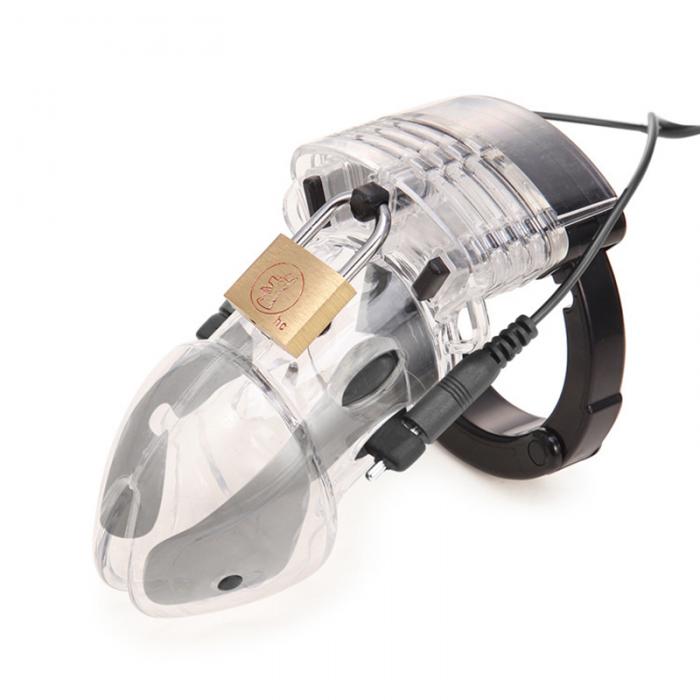 Male Electrostimulation Chastity Cage With Secure Lock Penis Sleeve And Control Host - 3