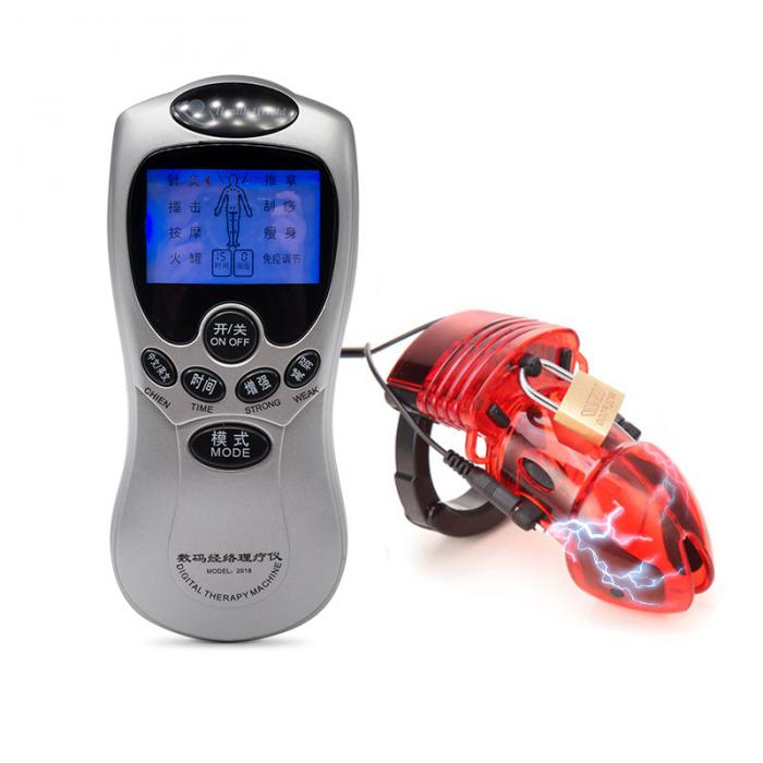 Male Electrostimulation Chastity Cage With Secure Lock Penis Sleeve And Control Host - 1