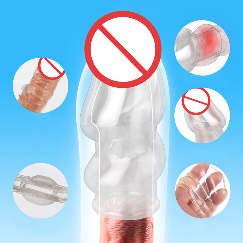 Zerosky Silicone Penis Enhancer Sleeve Reusable Delay Ejaculation Male Enhancement Exercise Tool Adult Intimate Toy - 8