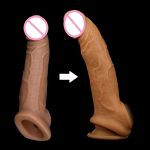 Fan Qie Mei Liquid Silicone Realistic Penis Extender Sleeve Sex Products Enlargement Condoms For Men Condom