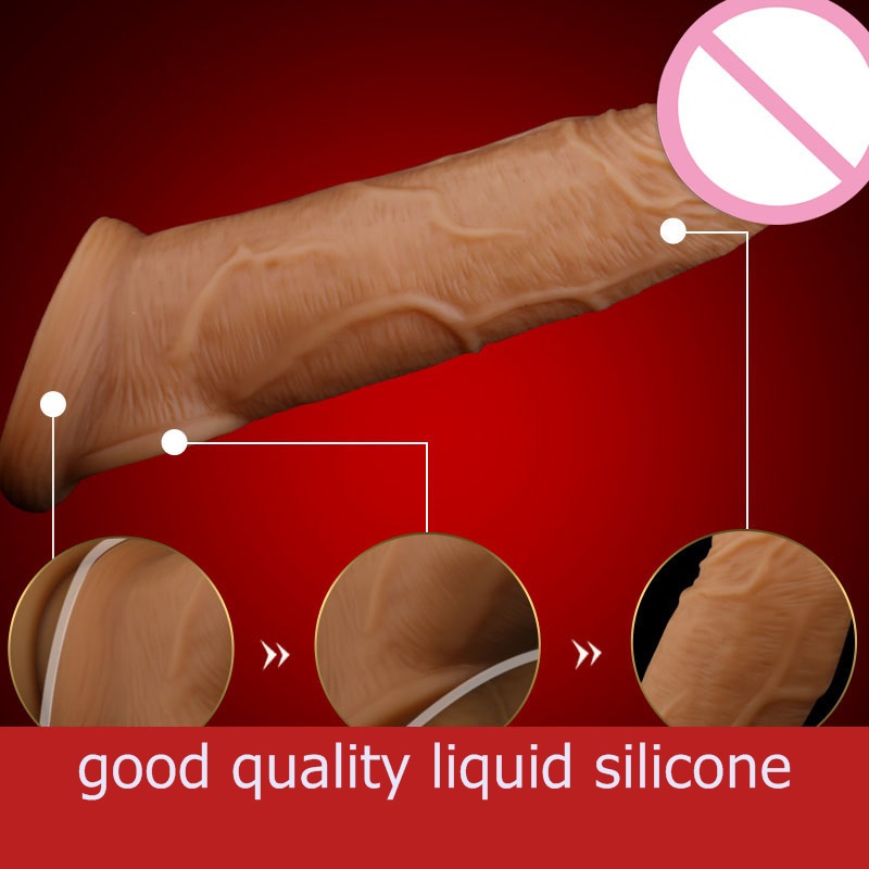 Fan Qie Mei Liquid Silicone Male Enlargement Sleeve Realistic Penis Extender Safe Sex Condoms For Men - 3