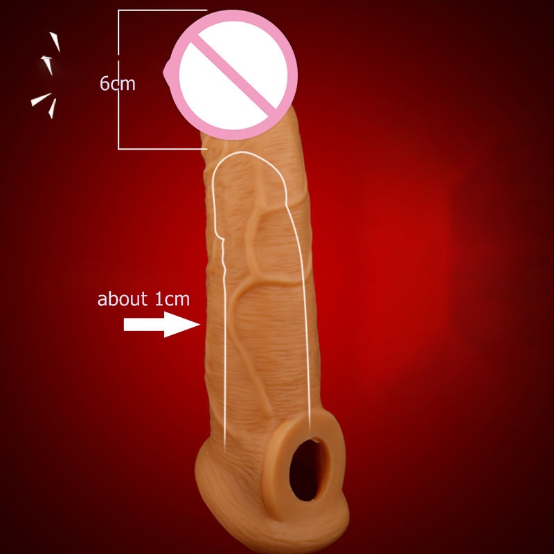 Fan Qie Mei Liquid Silicone Male Enlargement Sleeve Realistic Penis Extender Safe Sex Condoms For Men - 2