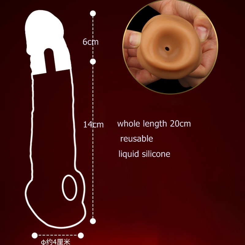 Fan Qie Mei Liquid Silicone Male Enlargement Sleeve Realistic Penis Extender Safe Sex Condoms For Men - 1