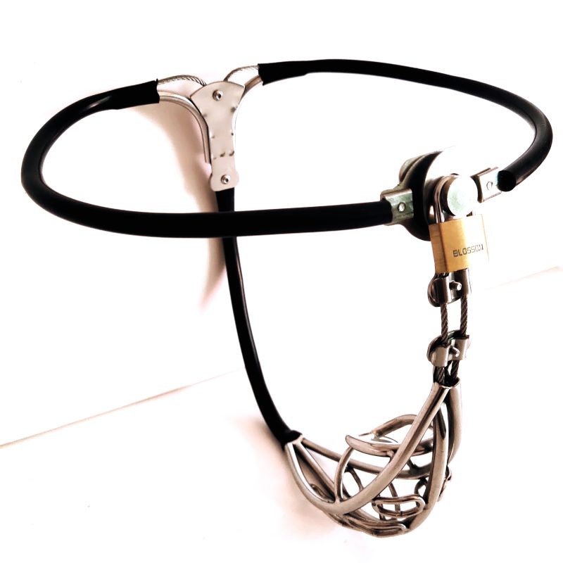 Male Underwear Chastity Belt Adjustable Waist Dick Cage Metal Pants With Stool Hole Penis For Man