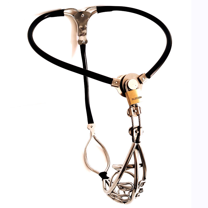Adjustable Male Chastity Belt Metal Waist Underwear With Stool Hole And Penis Cage For Men - 7
