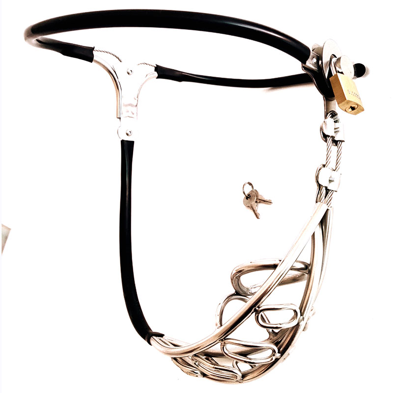 Adjustable Male Chastity Belt Metal Waist Underwear With Stool Hole And Penis Cage For Men - 3