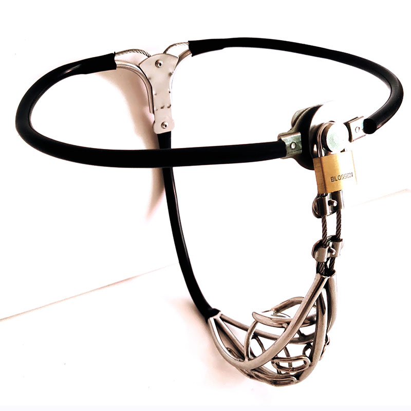 Adjustable Male Chastity Belt Metal Waist Underwear With Stool Hole And Penis Cage For Men - 2