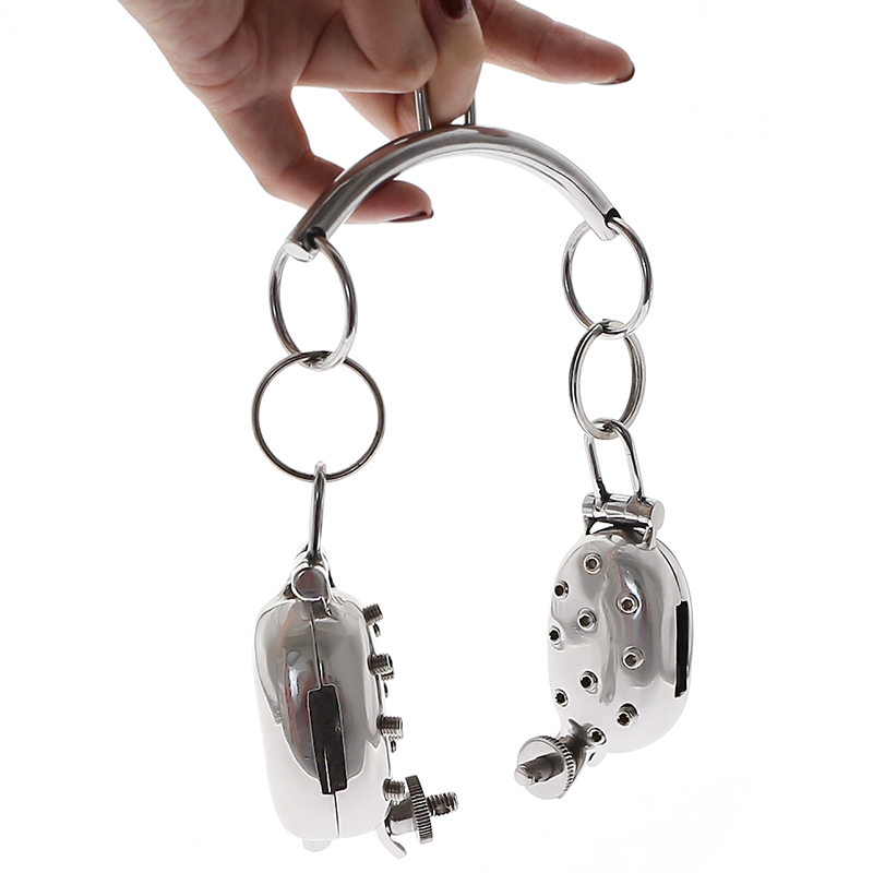 Evil Shells Spiked Cbt Ball Stretcher Crusher Stainless Steel Cock Ring Pain Vs Pleasure Tool - 4