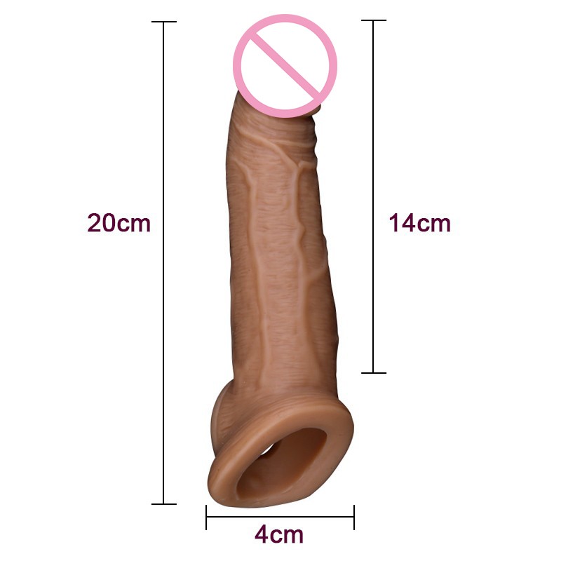 Reusable Penis Sleeve Extender Super Soft Cock Ring Long Lasting Delay Ejaculation Enhancer Erotic Adult Sex Toy For Men And Couples - 2