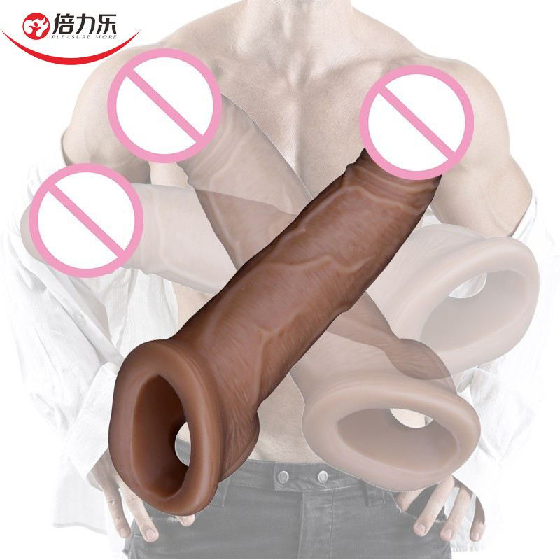 Reusable Penis Sleeve Extender Super Soft Cock Ring Long Lasting Delay Ejaculation Enhancer Erotic Adult Sex Toy For Men And Couples - 1