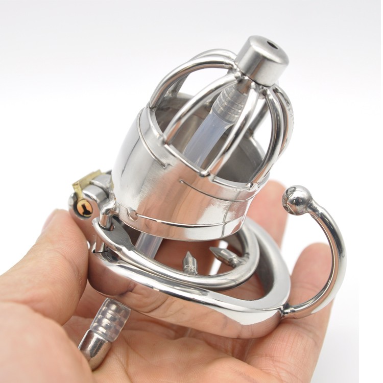 Small Stainless Steel Male Chastity Cage Device C277 With Base Arc Ring Durable Bird Chaste Design - 4