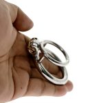 Stainless Steel Chastity Training Ring Locking Double Cock Ball Stretcher Penis Exercise Scrotum Cage