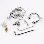 Stainless Steel Male Chastity Belt Stealth Lock Cock Cage With Adjustable Scrotum Massage Stimulate Device Sex Toys For Men - 6