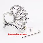 Stainless Steel Male Chastity Belt Stealth Lock Cock Cage With Adjustable Scrotum Massage Stimulate Device Sex Toys For Men - 5