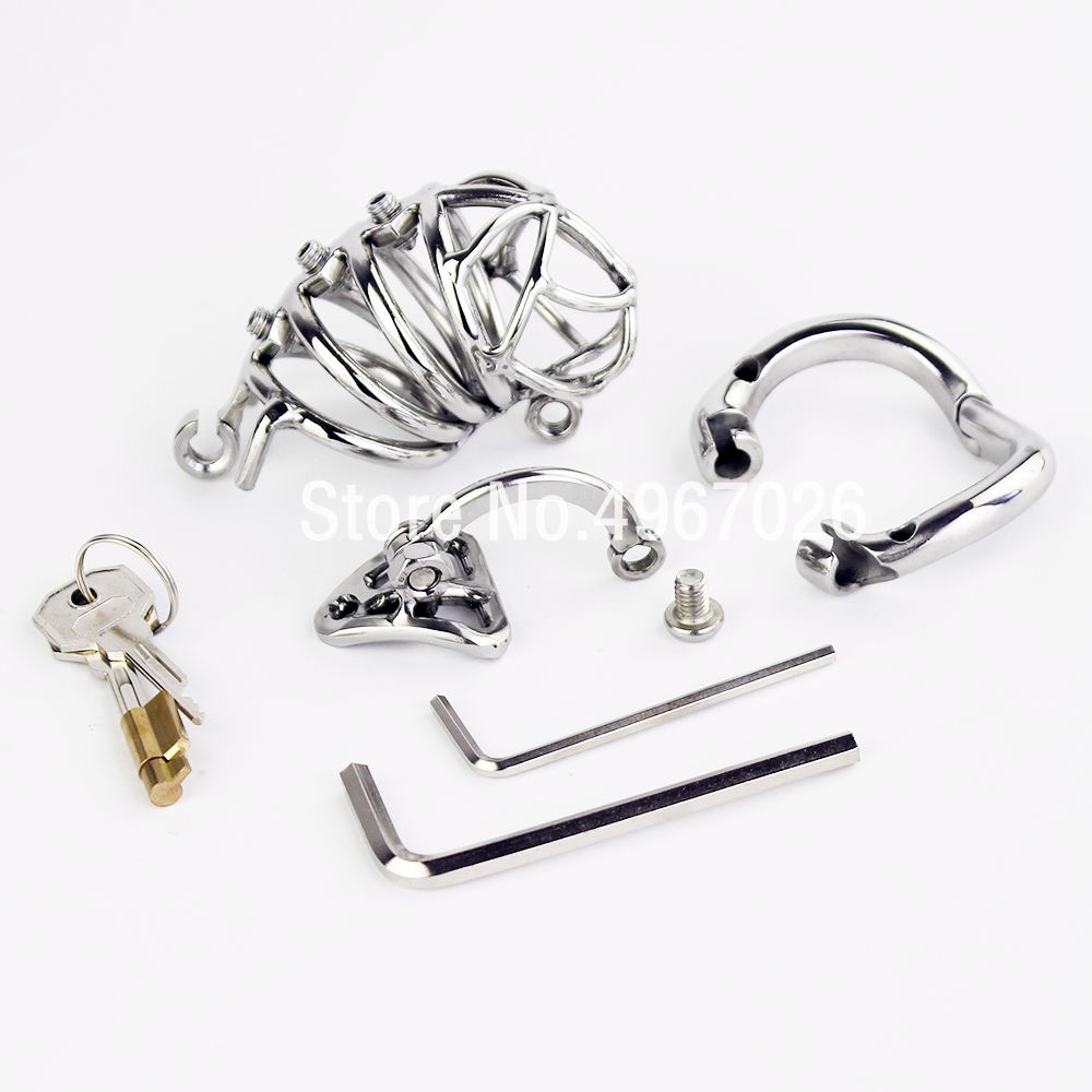 Mens Adjustable Stainless Steel Chastity Belt Stealth Lock Cock Cage With Scrotum Massage Stimulator Adult Pleasure Device - 7