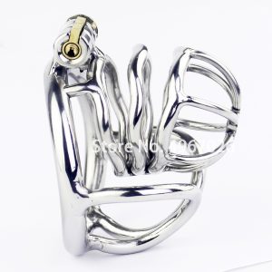 Stainless Steel Stealth Lock Cock Cage With Scrotum Bondage Ring Male Chastity Belt Device Penis Sex Toys For Men - 2