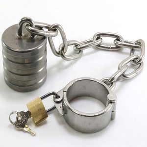 Stainless Steel Male Penis Ring Long Chain Heavy Pendant Device Ball Lock Stretcher Chastity Cbt Bdsm Cock Sex Toy For Men