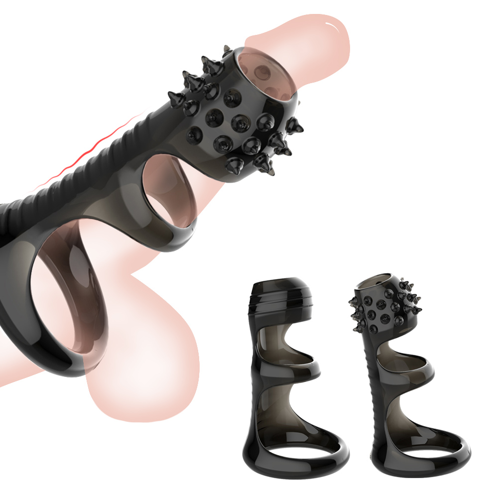 Silicone Penis Ring Reusable Mens Sexual Performance Enhancer Cock Enlargement Sleeve Ejaculation Control Toy - 19