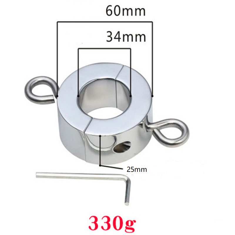 Male Enhancing Metal Cock Ring Weighted Scrotum Ball Stretcher Cbt Locking Pendant Heavy Duty Adult Toy For Men - 9