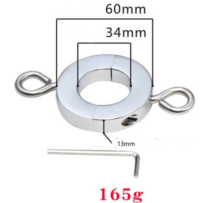 Male Enhancing Metal Cock Ring Weighted Scrotum Ball Stretcher Cbt Locking Pendant Heavy Duty Adult Toy For Men - 8