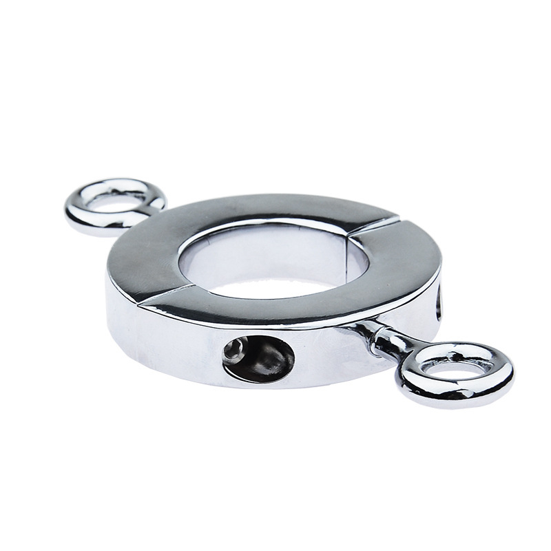 Male Enhancing Metal Cock Ring Weighted Scrotum Ball Stretcher Cbt Locking Pendant Heavy Duty Adult Toy For Men - 7