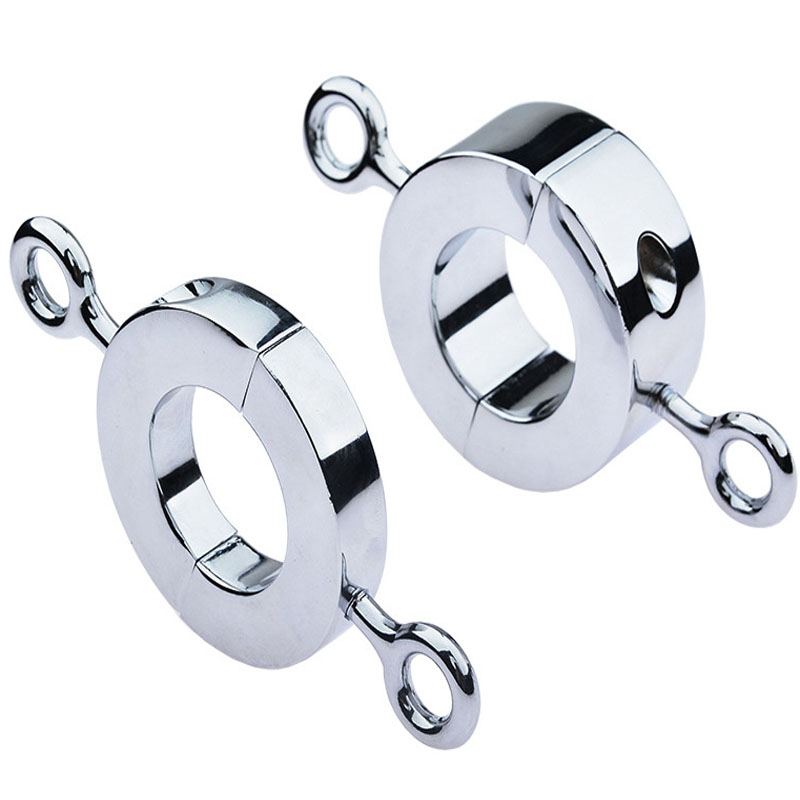 Male Enhancing Metal Cock Ring Weighted Scrotum Ball Stretcher Cbt Locking Pendant Heavy Duty Adult Toy For Men - 6