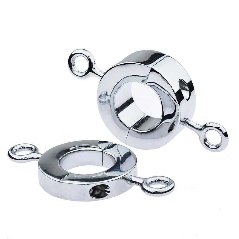 Male Enhancing Metal Cock Ring Weighted Scrotum Ball Stretcher Cbt Locking Pendant Heavy Duty Adult Toy For Men - 5