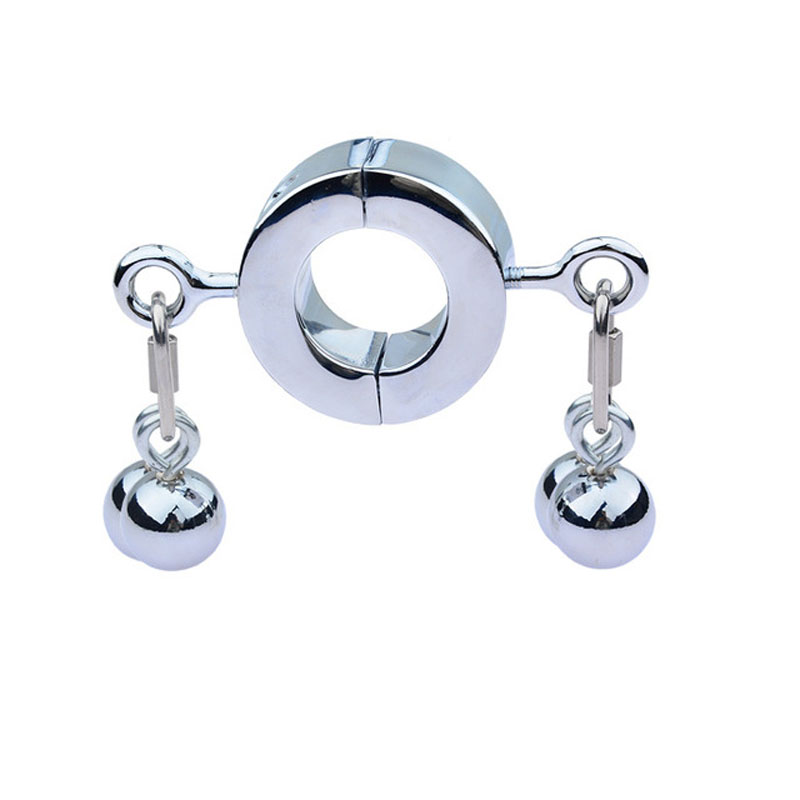 Male Enhancing Metal Cock Ring Weighted Scrotum Ball Stretcher Cbt Locking Pendant Heavy Duty Adult Toy For Men - 3