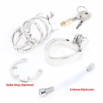 For Couple Chastity Device Stainless Steel Cage Cock Erotic Prison Penis Ring Sex Toys Men Lock Rings - 6