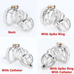 For Couple Chastity Device Stainless Steel Cage Cock Erotic Prison Penis Ring Sex Toys Men Lock Rings - 2