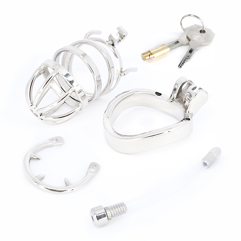 Stainless Steel Male Chastity Device Erotic Couple Play Locking Penis Cage With Rings Mens Sex Toy - 16