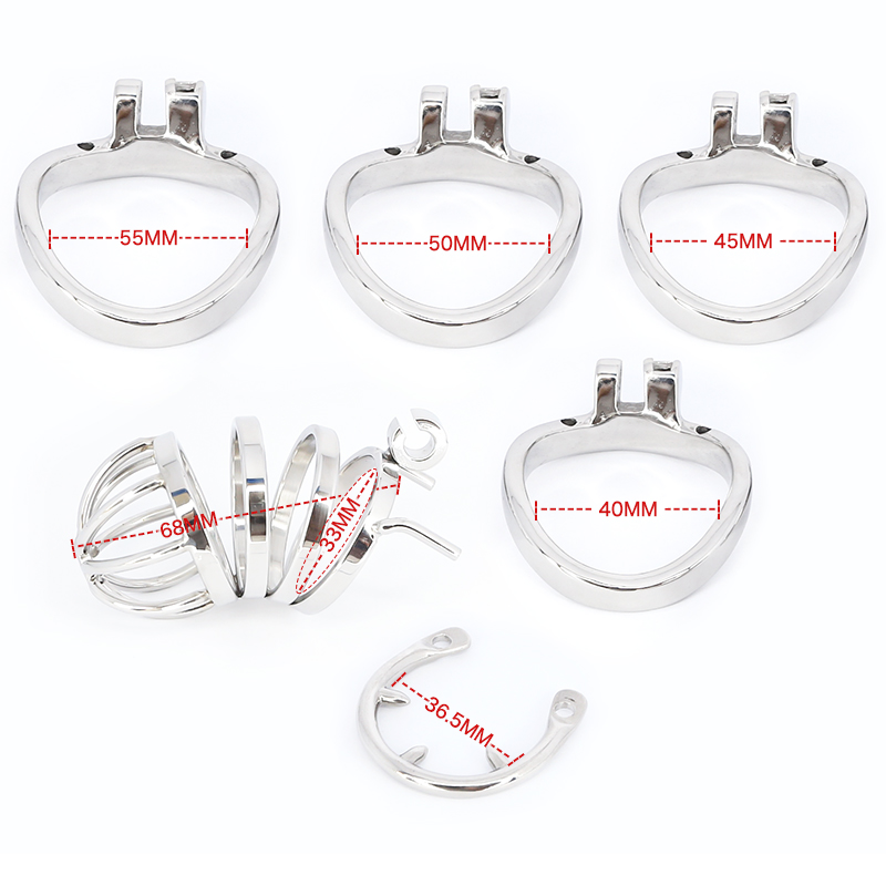 Stainless Steel Male Chastity Device Erotic Couple Play Locking Penis Cage With Rings Mens Sex Toy - 15