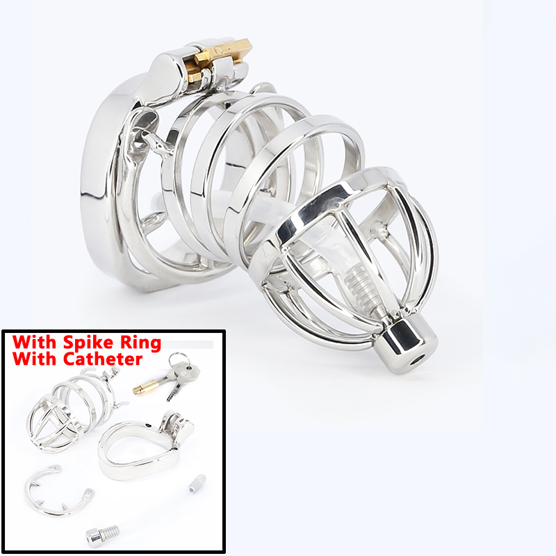 Stainless Steel Male Chastity Device Erotic Couple Play Locking Penis Cage With Rings Mens Sex Toy - 14