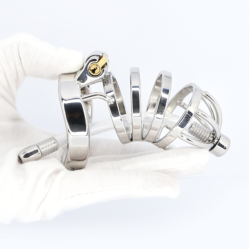 Stainless Steel Male Chastity Device Erotic Couple Play Locking Penis Cage With Rings Mens Sex Toy - 13