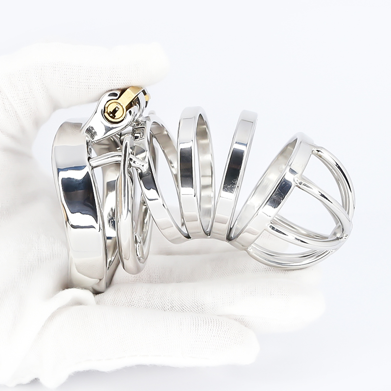 Stainless Steel Male Chastity Device Erotic Couple Play Locking Penis Cage With Rings Mens Sex Toy - 9