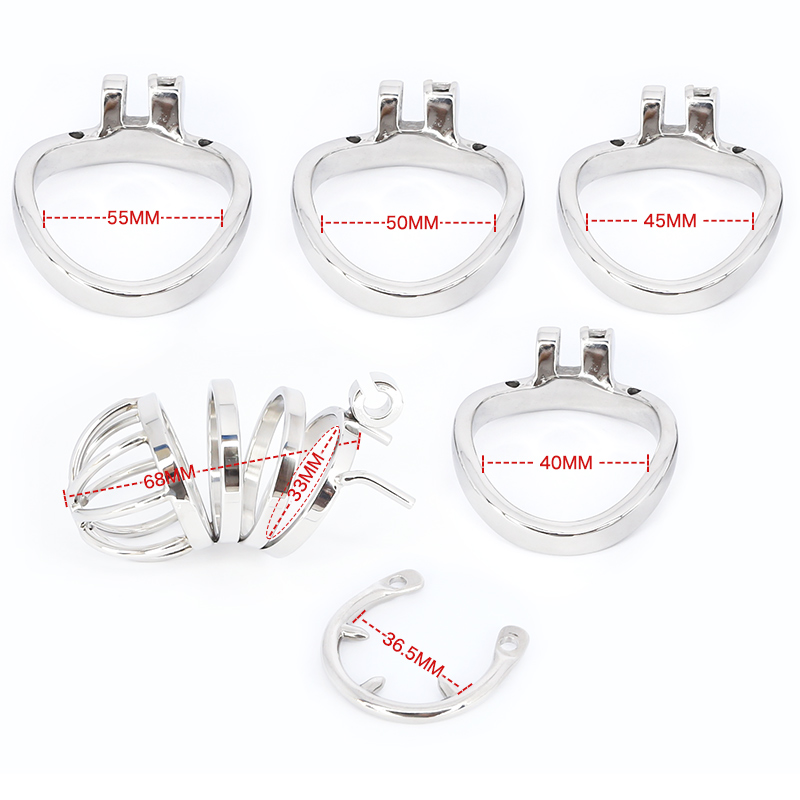Stainless Steel Male Chastity Device Erotic Couple Play Locking Penis Cage With Rings Mens Sex Toy - 7