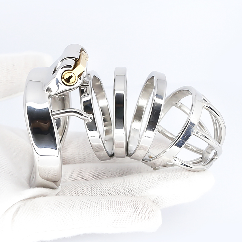 Stainless Steel Male Chastity Device Erotic Couple Play Locking Penis Cage With Rings Mens Sex Toy - 5