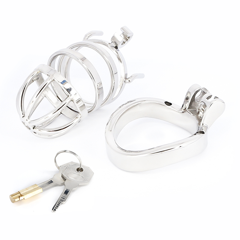 Stainless Steel Male Chastity Device Erotic Couple Play Locking Penis Cage With Rings Mens Sex Toy - 4