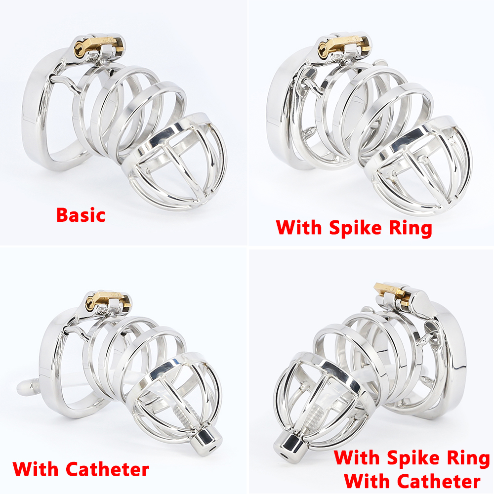 Stainless Steel Male Chastity Device Erotic Couple Play Locking Penis Cage With Rings Mens Sex Toy - 1