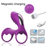Silicone Vibrating Dual Cock Ring Clitoris Vibrator For Couples Sex Toys 7 Vibrations Penis Men Ejaculation - 5