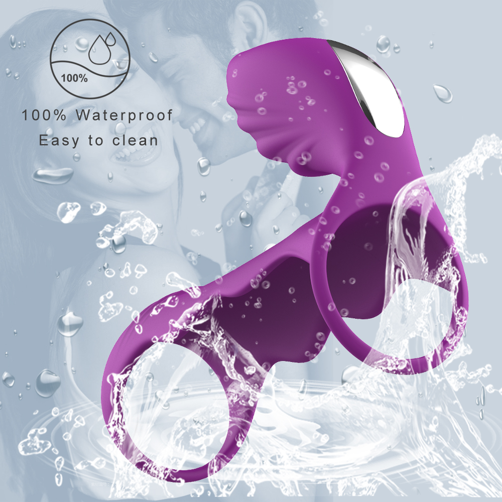 Silicone Dual Cock Ring Vibrator For Men 7 Vibration Modes Couples Intimate Toy Clitoral Stimulation Enhance Ejaculation - 7