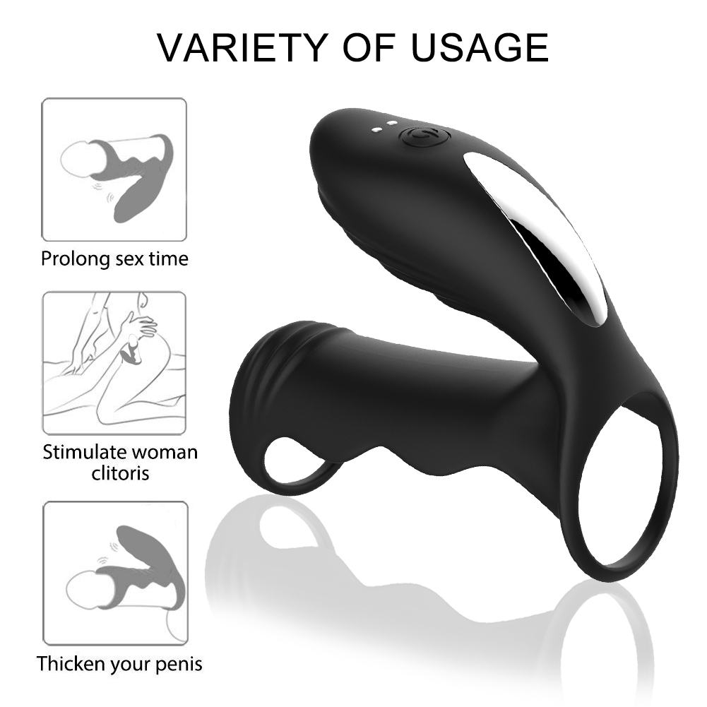 Silicone Dual Cock Ring Vibrator For Men 7 Vibration Modes Couples Intimate Toy Clitoral Stimulation Enhance Ejaculation - 4