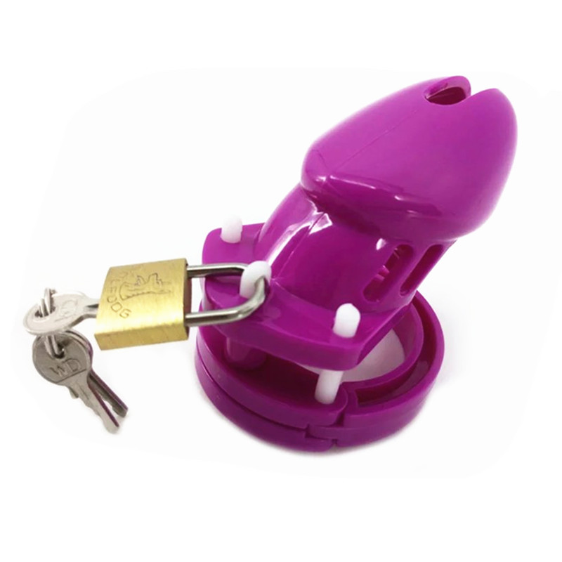 Purple Male Chastity Device Cb6000 With 5 Adjustable Penis Rings Virginity Lock Adult Sexual Pleasure Toy G739 - 7