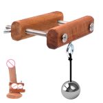 Wooden Testicle Crusher Scrotum Pendant Ball Stretcher Male Penis Training Sex Toys Testicles Metal Weight